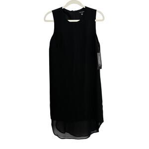 Sharagano Black Sheath Dress Peekaboo Slip Dress Size 4 NWT